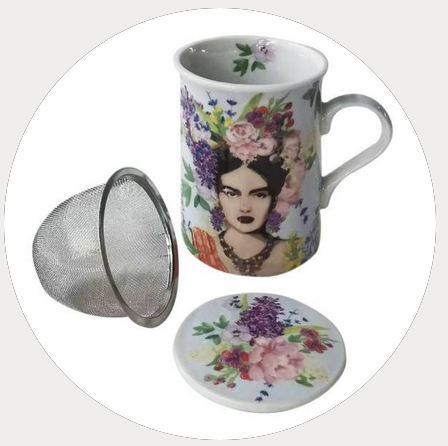 Taza con filtro Frida Azul